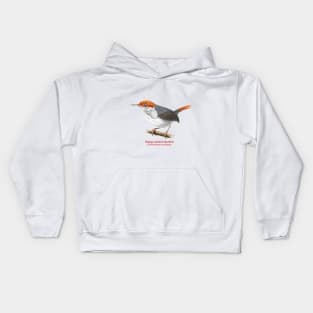 Rufous-tailed Tailorbird | Orthotomus sericeus Kids Hoodie